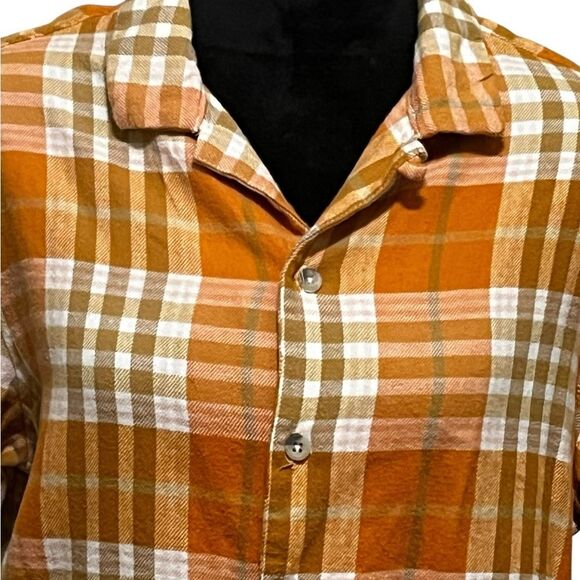 PacSun Orange and White Casual Button Down Shirt Mens Medium - Picture 4 of 11